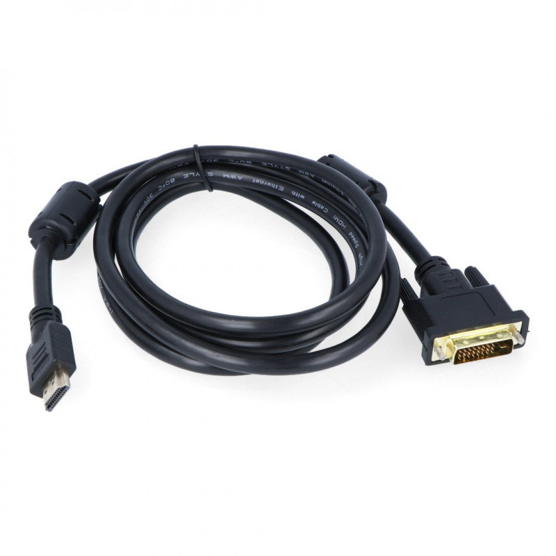 Schwarzes DVI-HDMI-Kabel 1,8 m