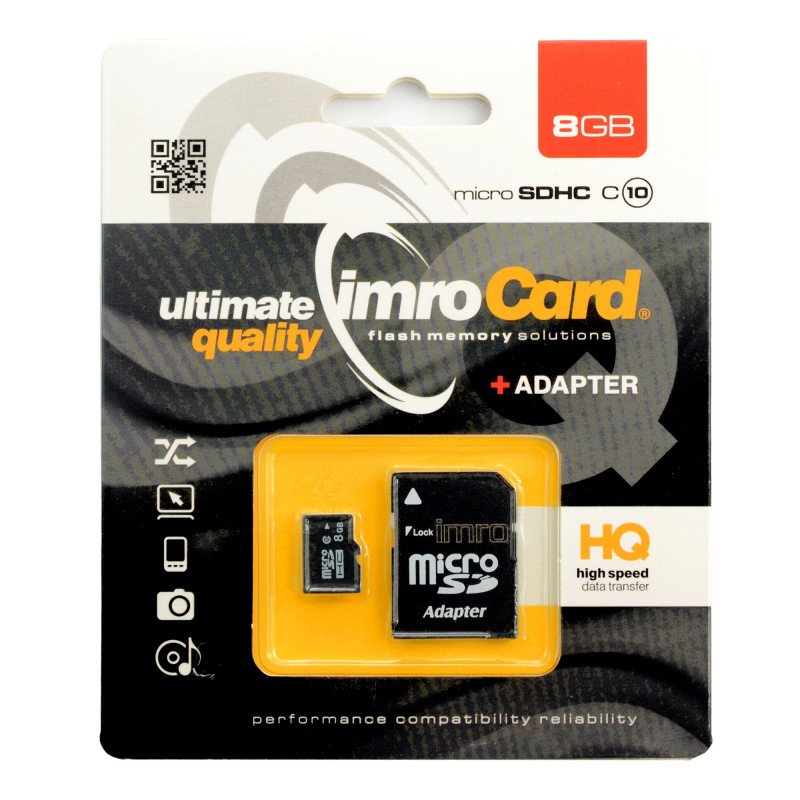 Imro Ultimate Quality microSD 8GB 30MB/s Class 10 Speicherkarte mit Adapter