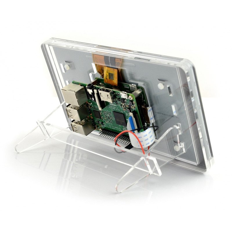 Gehäuse für Raspberry Pi und einen dedizierten 7-Zoll-Touchscreen - transparent mit Ständer