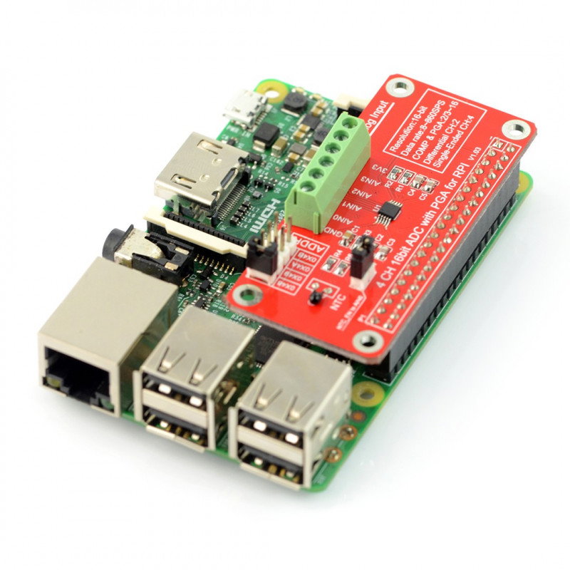 ADC 16-Bit-Wandler - 4-Kanal ADS1115 - Schild für Raspberry Pi