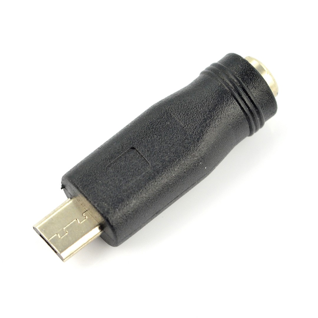 Adapter 5,5 / 2,1 mm Buchse - MicroUSB-Stecker