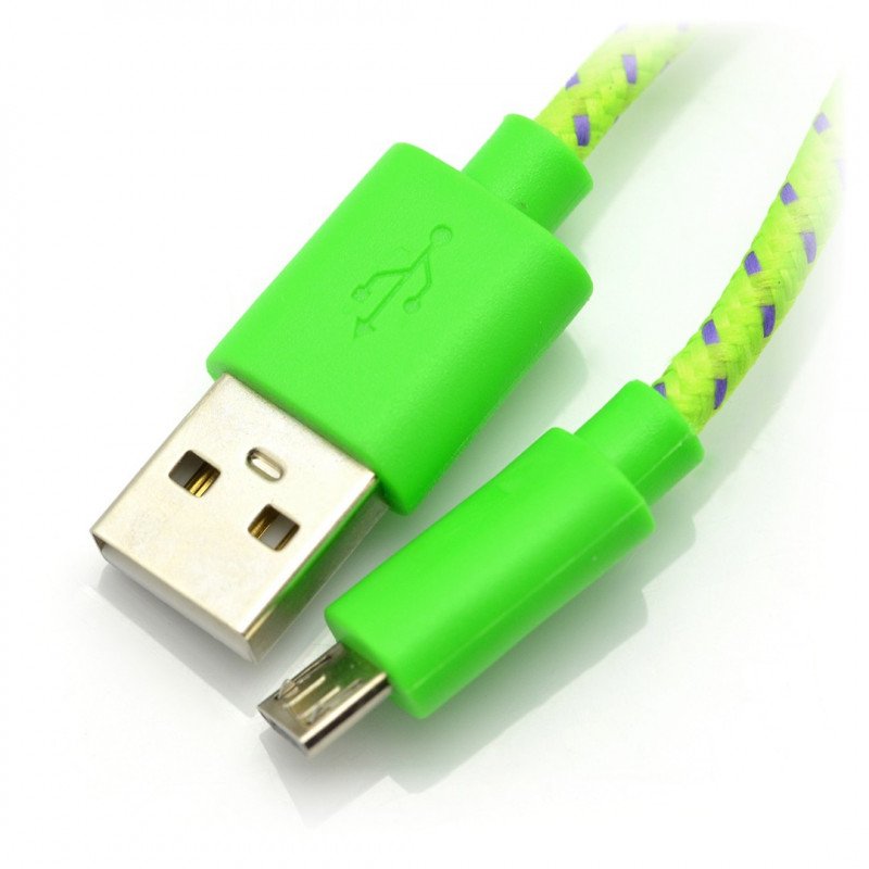 MicroUSB-Kabel B - A in grünem Geflecht EB175GP - 1 m
