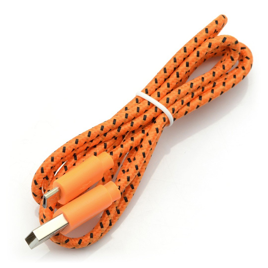 MicroUSB B - A-Kabel mit orangefarbenem EB175OB-Geflecht - 1 m