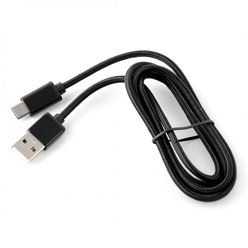 USB 2.0 Typ A - USB 2.0 Typ C Kabel - 1m schwarz mit Geflecht