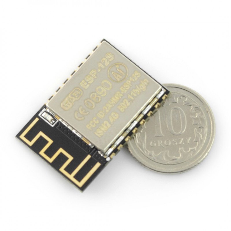 WiFi-Modul ESP12S ESP8266 Schwarz - 9 GPIO, ADC, PCB-Antenne