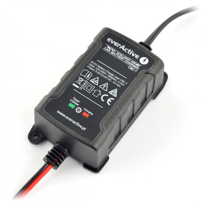 Ladegerät, Gleichrichter CBC-1 für 6V / 12V - 1A Gel / AGM / Blei-Säure-Batterien