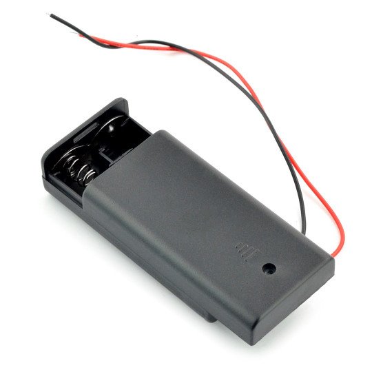 Korb für 2 AA (R6) Batterien mit Deckel und Schalter