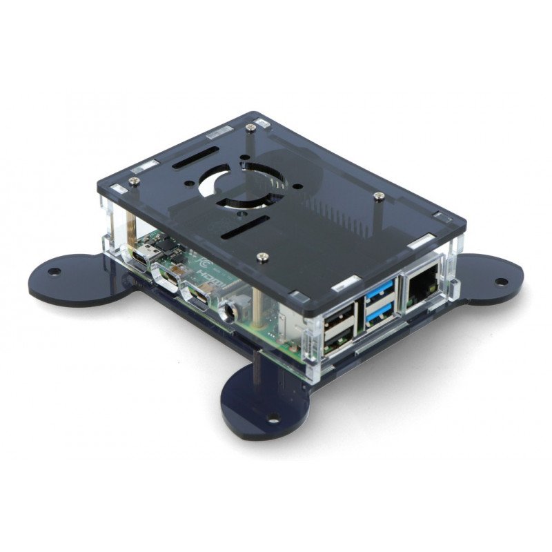 Raspberry Pi Modell 4B Vesa-Gehäuse zur Monitormontage - schwarz und transparent - LT-4B17