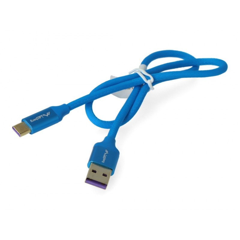 Lanberg USB-Kabel, Typ AC 2.0, Blau Premium 5A - 0,5m