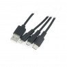 Lanberg Combo 3in1 USB Typ A Kabel - microUSB + Lightning + USB Typ C 2.0 schwarzes PVC - 1,8 m - zdjęcie 1