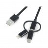 Lanberg 3in1 USB Typ A Kabel - microUSB + Lightning + USB Typ C 2.0 schwarzes PVC - 1,8m - zdjęcie 1