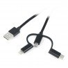 Lanberg 3in1 USB Typ A Kabel - microUSB + Lightning + USB Typ C 2.0 schwarzes PVC - 1,8m - zdjęcie 2