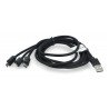 Lanberg Combo 3in1 USB Typ A Kabel - microUSB + Lightning + USB Typ C 2.0 schwarz, Materialgeflecht - 1,8m - zdjęcie 2