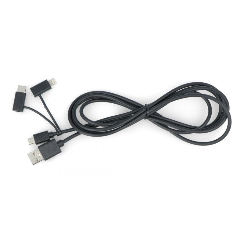 Lanberg 3in1 USB Typ A Kabel - microUSB + Lightning + USB Typ C 2.0 schwarzes PVC - 1,8m