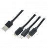 Lanberg Combo 3in1 USB Typ A Kabel - microUSB + Lightning + USB Typ C 2.0 schwarz, Materialgeflecht - 1,8m - zdjęcie 1