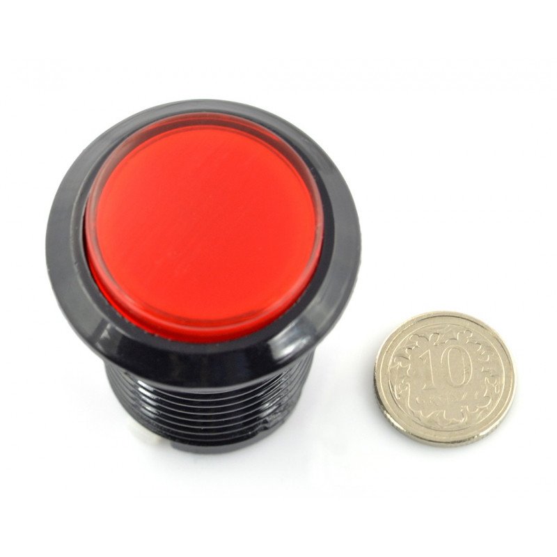 Arcade Push Button 3,3 cm - schwarz mit roter Beleuchtung