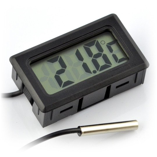 Panel-Thermometer mit LCD-Display von -50°C bis 100°C - schwarz