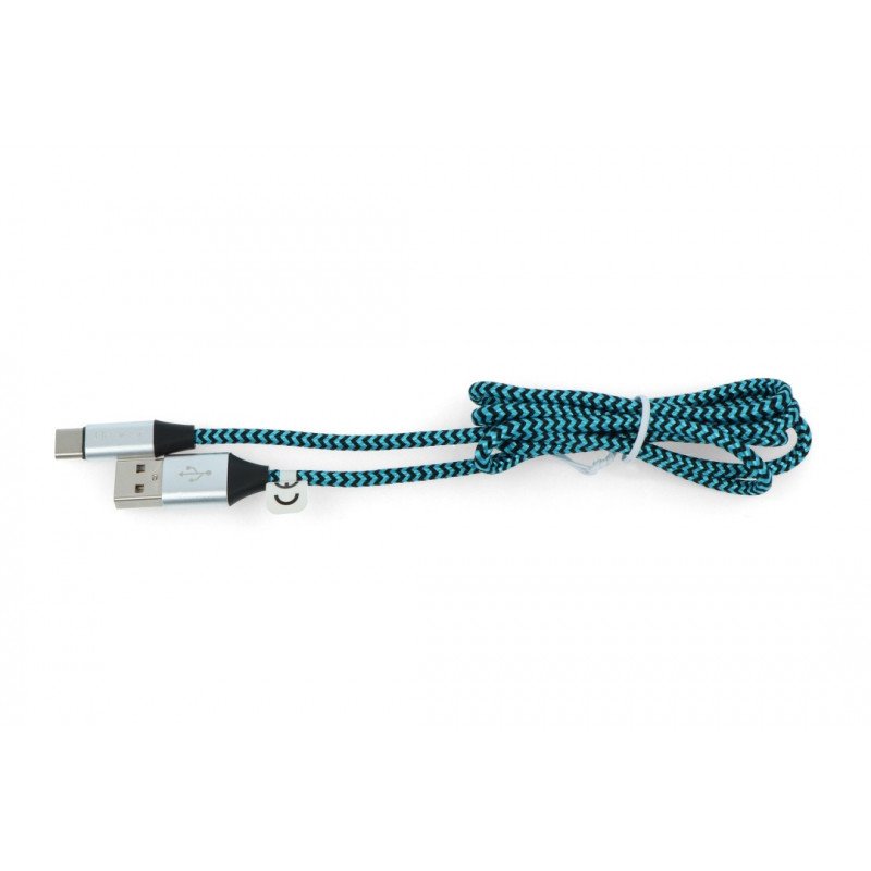 Kabel TRACER USB A - USB C 2.0 schwarzes und blaues Geflecht - 1m