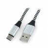 Kabel TRACER USB A - USB C 2.0 schwarz und silbernes Geflecht - 1m - zdjęcie 1