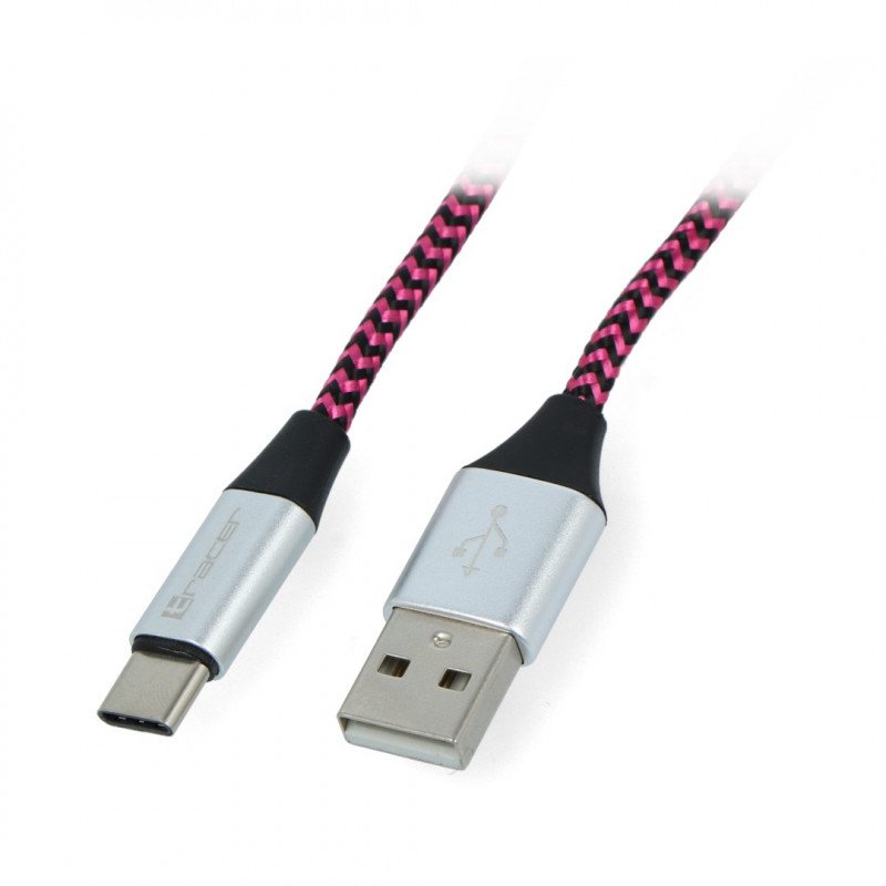 Kabel TRACER USB A - USB C 2.0 schwarz und lila Geflecht - 1m