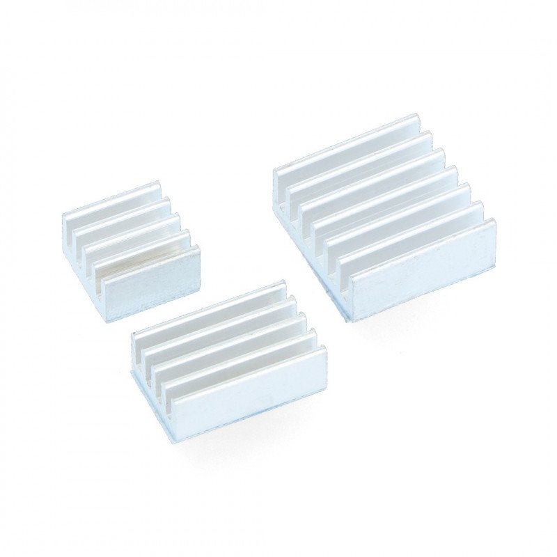Kühlkörper-Set für Raspberry Pi - Silber mit Wärmeleitband - 3 Stk.