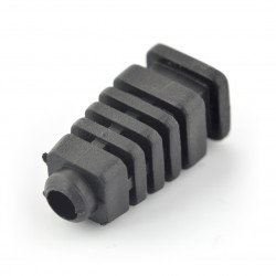 Eine Zugentlastung für ein schwarzes 5mm Kabel