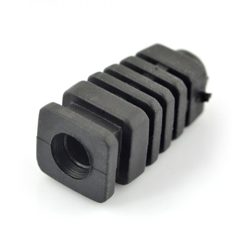 Eine Zugentlastung für ein schwarzes 5mm Kabel