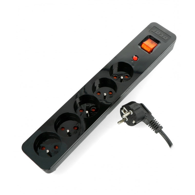Steckdosenleiste mit Sicherheit Acar X5 schwarz - 5 Steckdosen - 1,5 m