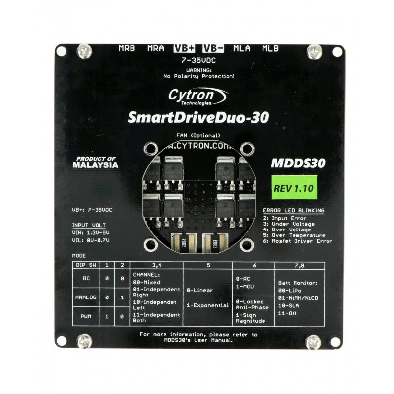 Cytron SmartDriveDuo MDDS30 - Zweikanal-Treiber für Gleichstrommotoren - 7V-35V / 30A