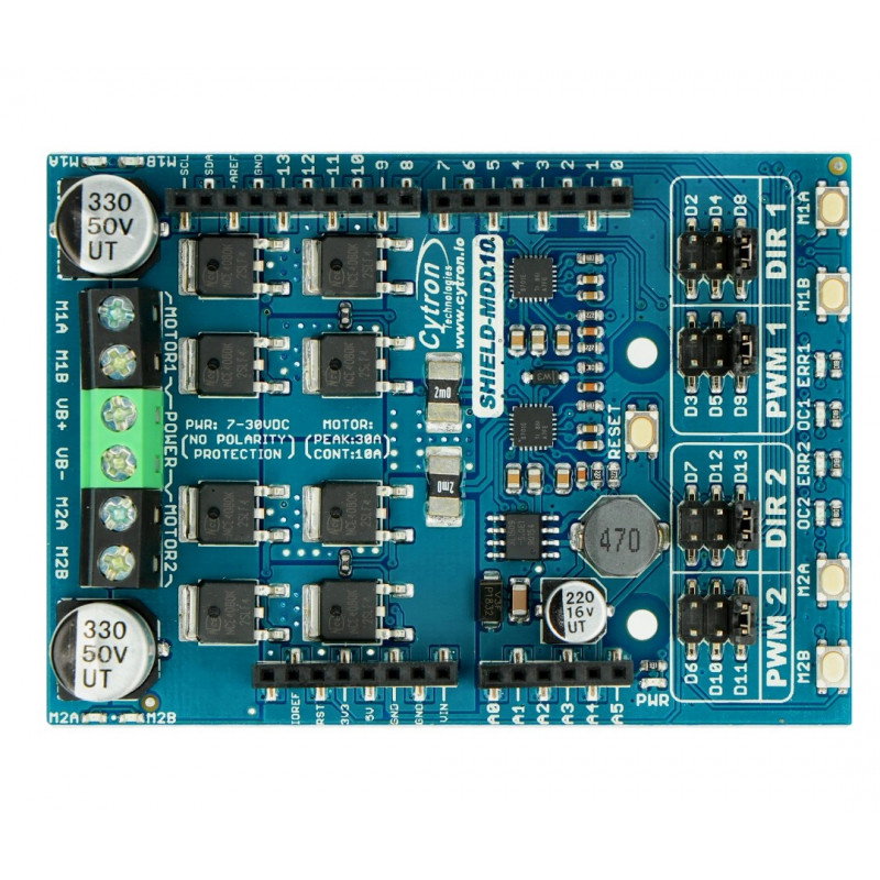 Cytron Shield-MDD10 - 2-Kanal-DC-Motortreiber 7V-30V / 10A - Shield für Arduino_