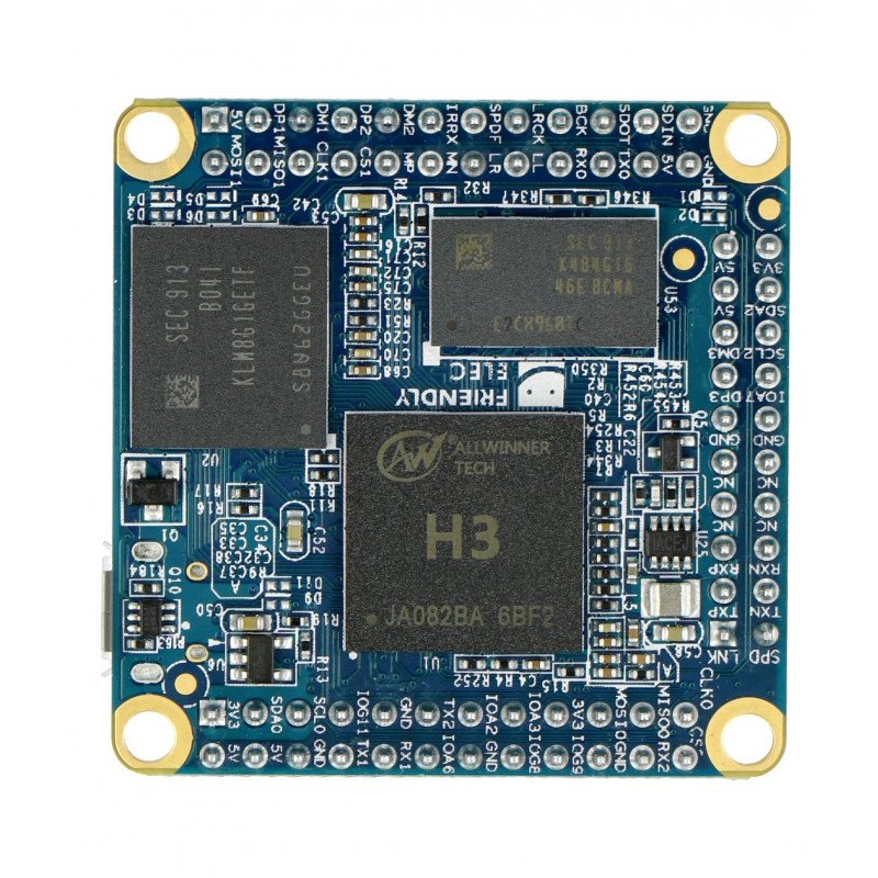 NanoPi NEO Core Allwinner H3 Quad-Core 1,2 GHz + 512 MB RAM + 8 GB eMMC - mit Anschlüssen