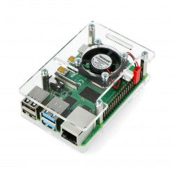 Gehäuse für Raspberry Pi Modell 4B / 3B + / 3B / 2B offen mit Lüfter - transparent