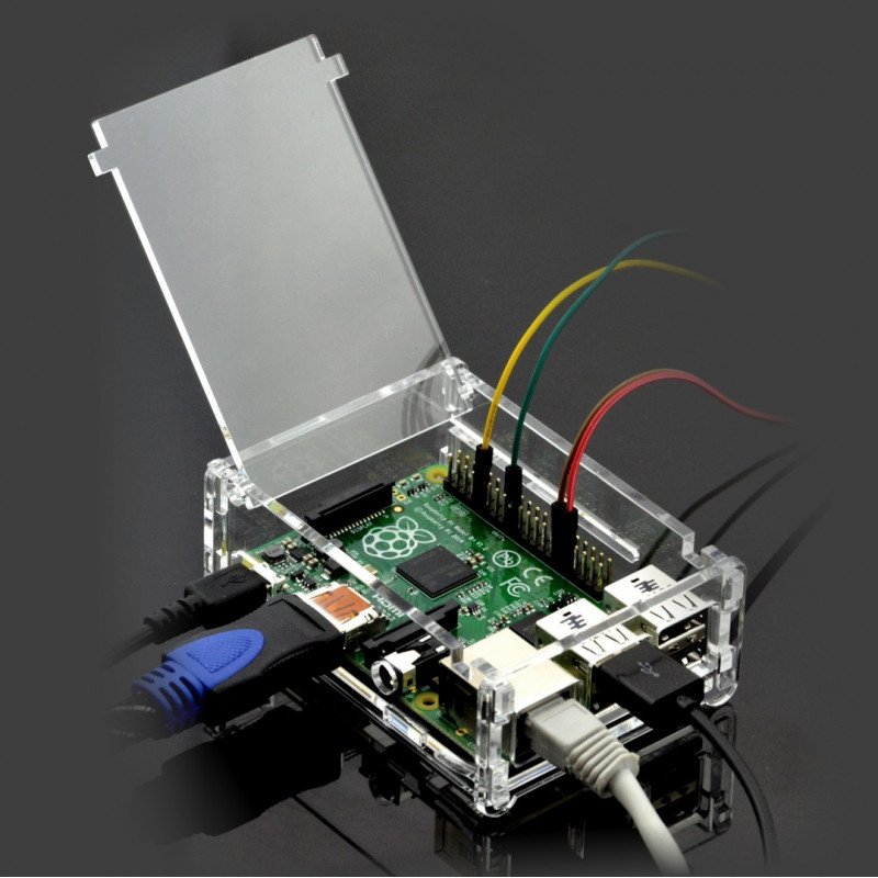 Raspberry Pi Model B + Gehäuse transparent mit Deckel