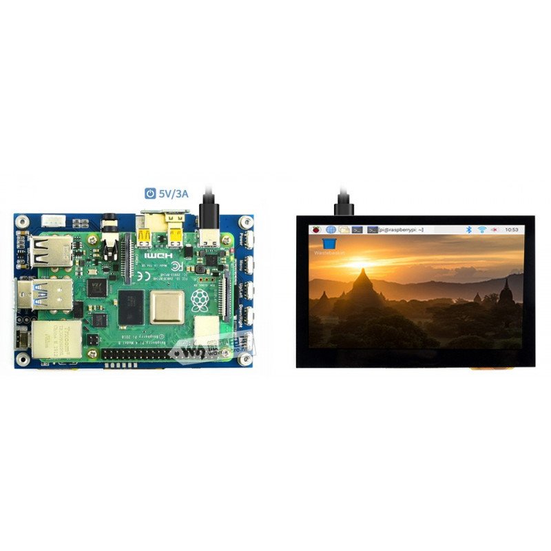 Waveshare B Touchscreen, kapazitives LCD 4,3 '' IPS 800x480px HDMI + USB für Raspberry Pi 4B / 3B / 3B + Zero