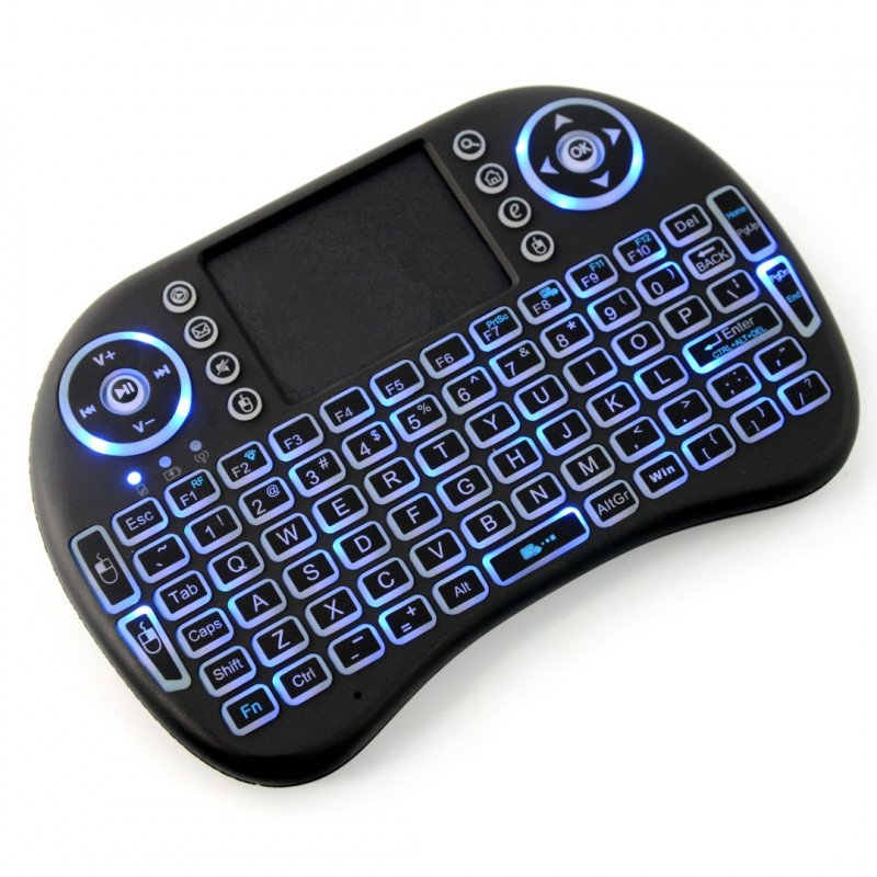 Kabellose Tastatur + Mini Key Touchpad – Schwarz mit Hintergrundbeleuchtung