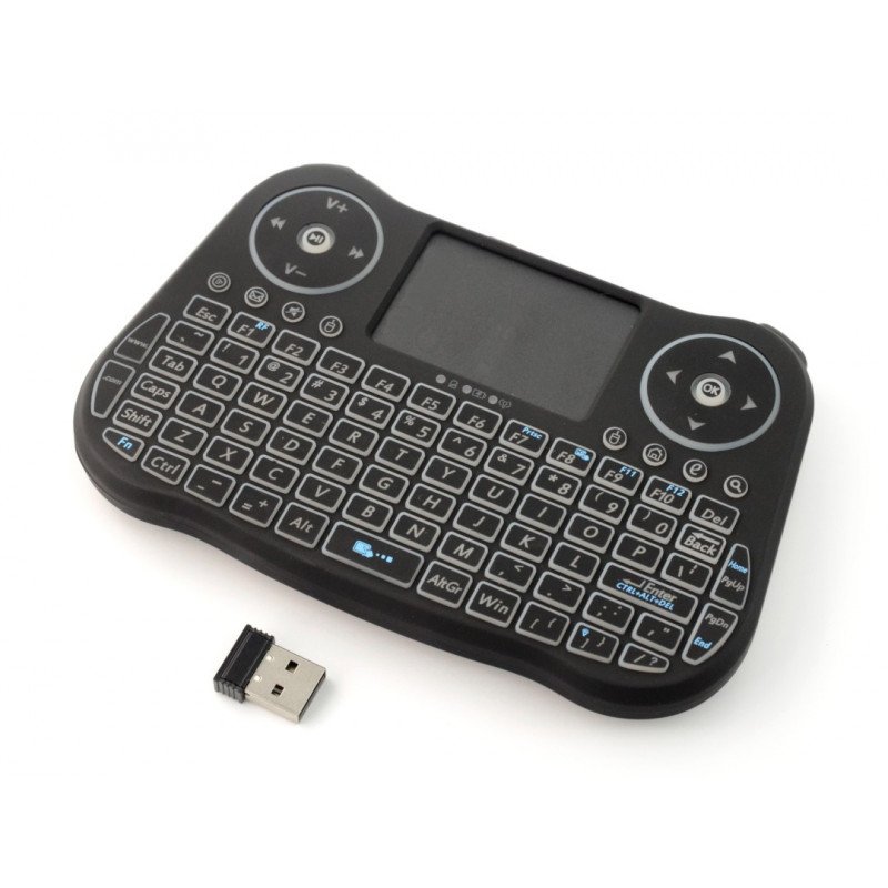 Kabellose Tastatur + Touchpad MT08 - schwarz mit Hintergrundbeleuchtung