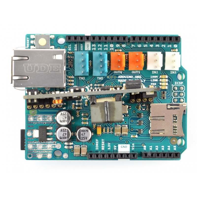 Arduino Ethernet Shield 2 mit einem microSD + PoE-Kartenleser