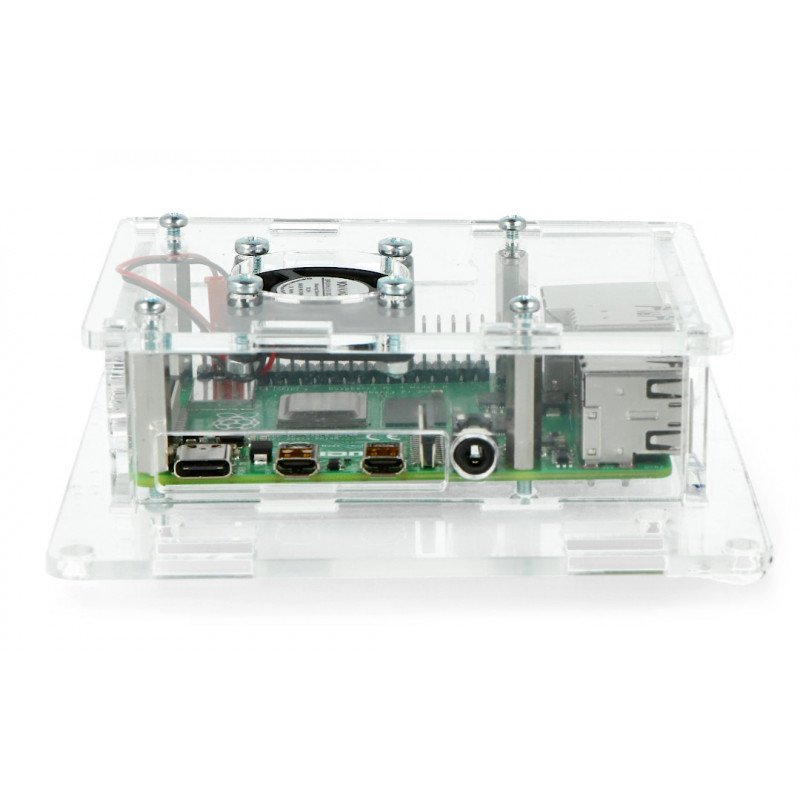 Gehäuse für Raspberry Pi 4B - Vesa V2 Acryl + Lüfter - transparent