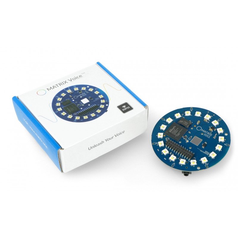 Matrix Voice ESP - Spracherkennungsmodul + 18 LED RGBW - WiFi, Bluetooth - Overlay für Raspberry Pi