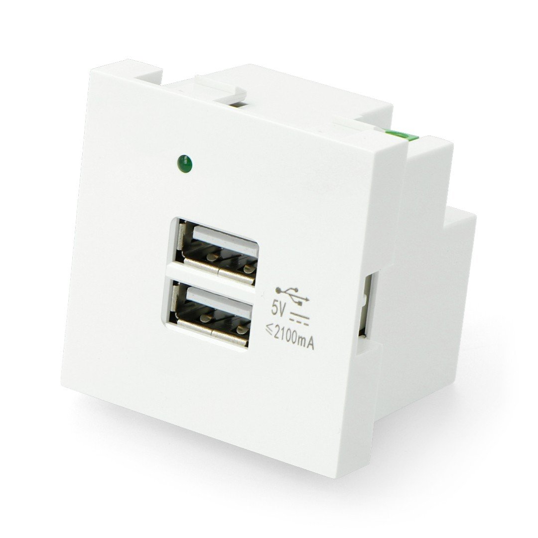 USB Unterputz-Steckdose mit 2 Anschlüssen - 5V, 2.1 A, mit LED