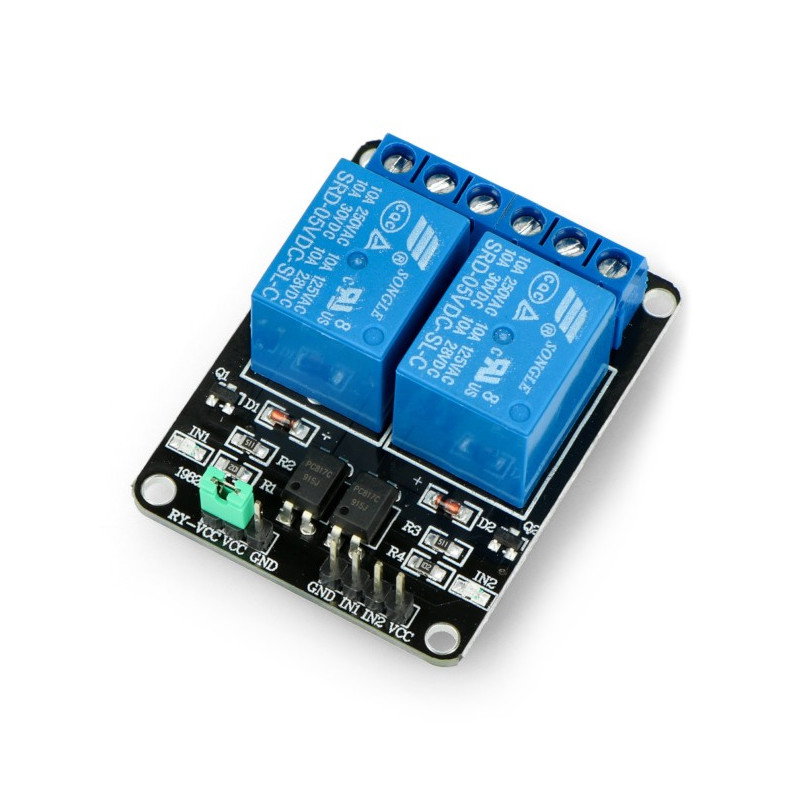 Iduino Relaismodul 2 Kanäle mit Optoisolation - 10A / 250VAC Kontakte - 5V Spule