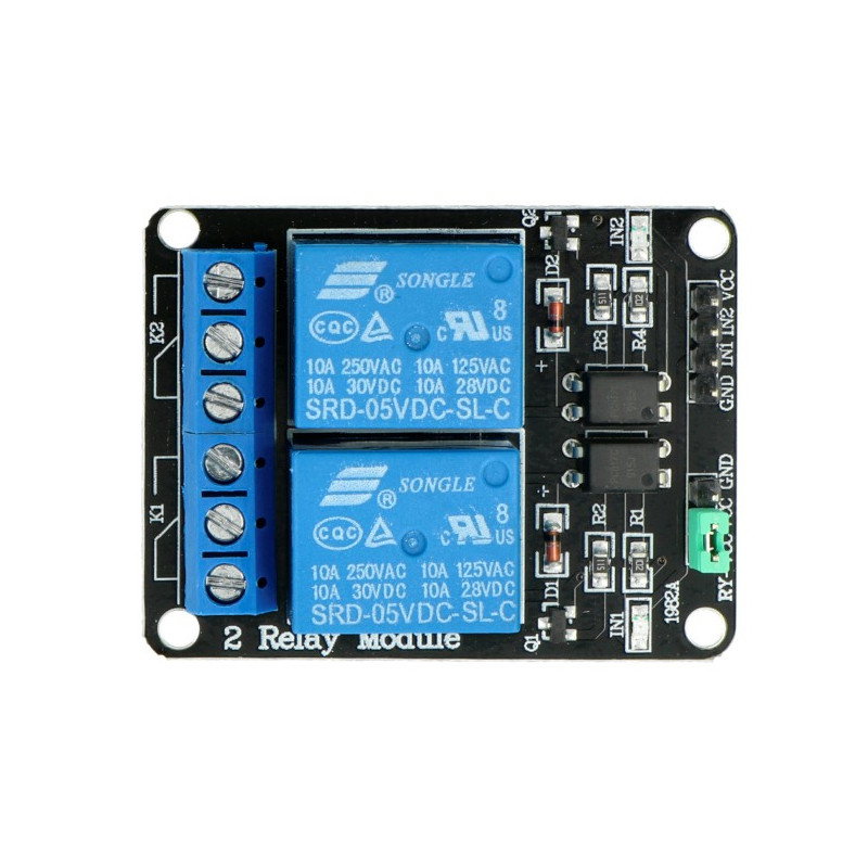 Iduino Relaismodul 2 Kanäle mit Optoisolation - 10A / 250VAC Kontakte - 5V Spule