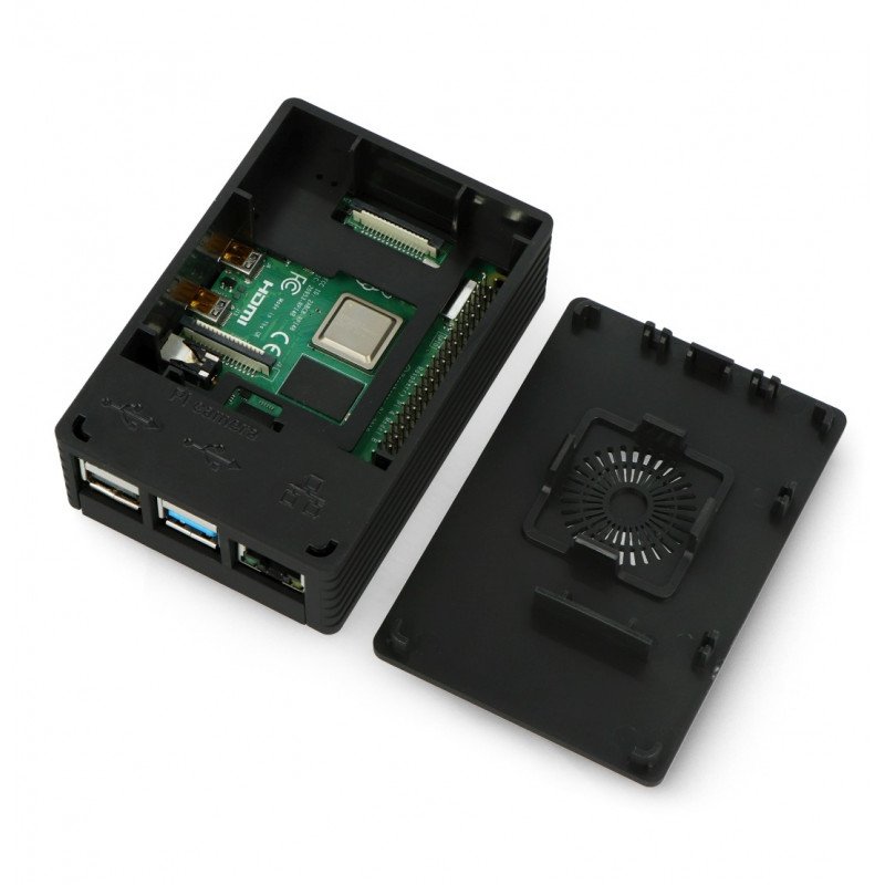 Gehäuse für Raspberry Pi 4B - ABS - schwarz - LT-4A10