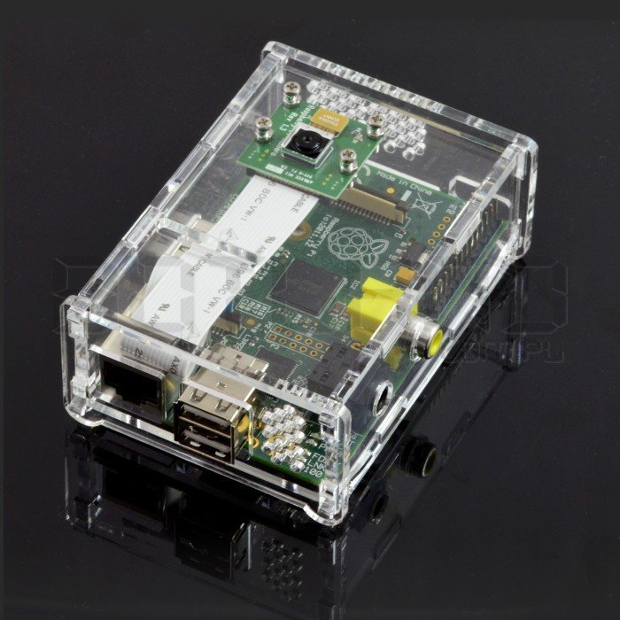 Raspberry Pi Model B Gehäuse mit Kamerahalterung - transparent