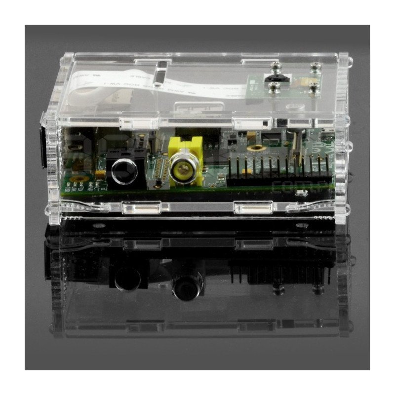 Raspberry Pi Model B Gehäuse mit Kamerahalterung - transparent