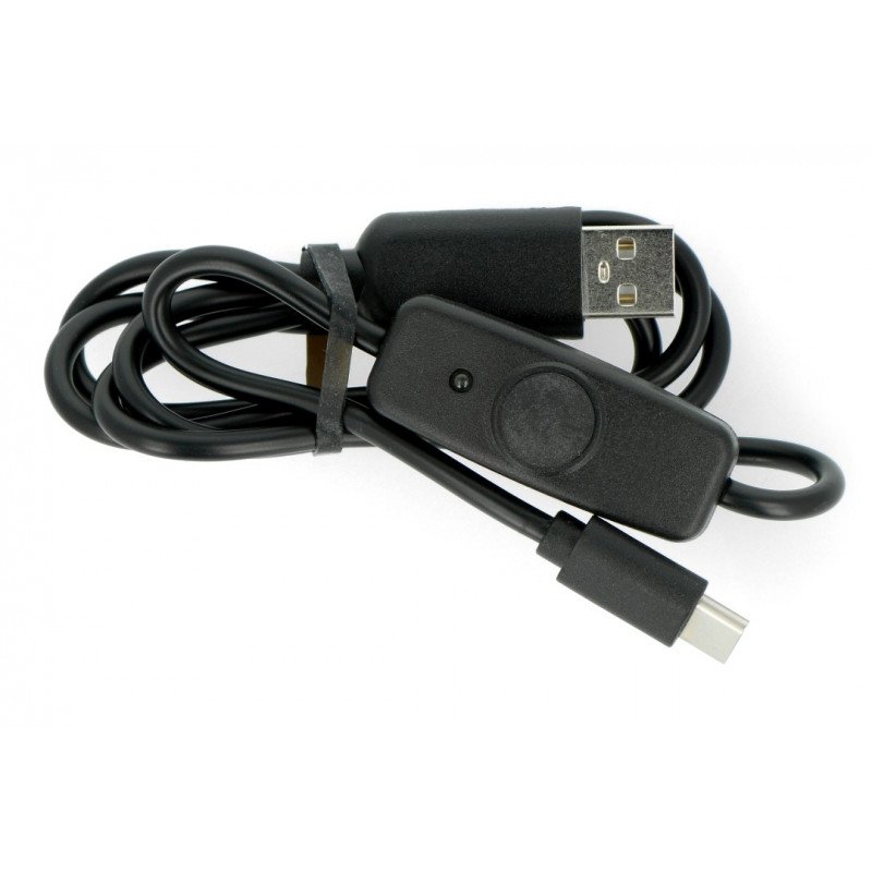 USB A - USB C Kabel mit Ein-/Ausschalter, schwarz - 0,9 m