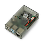 Gehäuse für Raspberry Pi 4B mit Lüfter - transparent grau