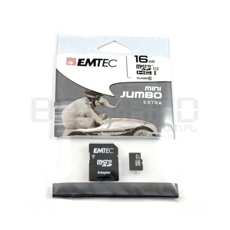 EMTEC Micro SD / SDHC 16GB Class 10 Speicherkarte mit Adapter