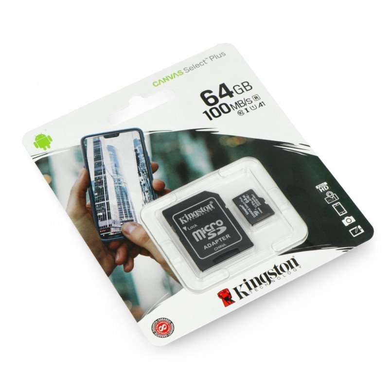 Kingston Canvas Select Plus microSD 64GB 100MB/s UHS-I Klasse 10 Speicherkarte mit Adapter