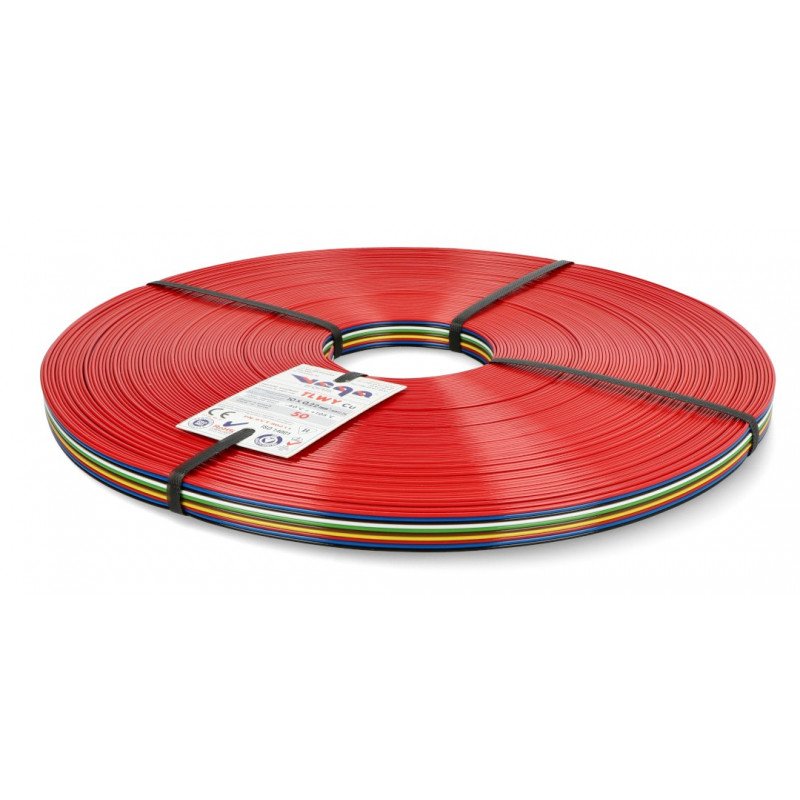 Flachbandkabel TLWY - 10x0,22mm² / AWG 24 - mehrfarbig - 50m